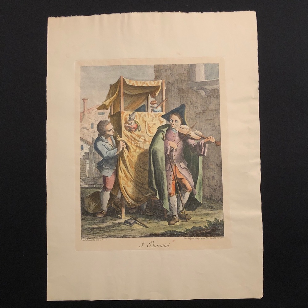 I Burattini - Vintage Hand Colored Engraving